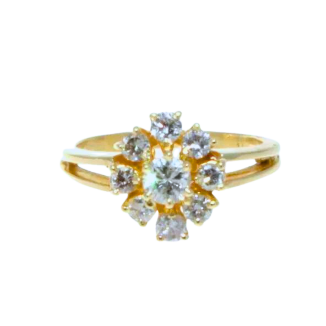 14K Yellow Gold & Diamond Cluster Ring 0.45 Cts.