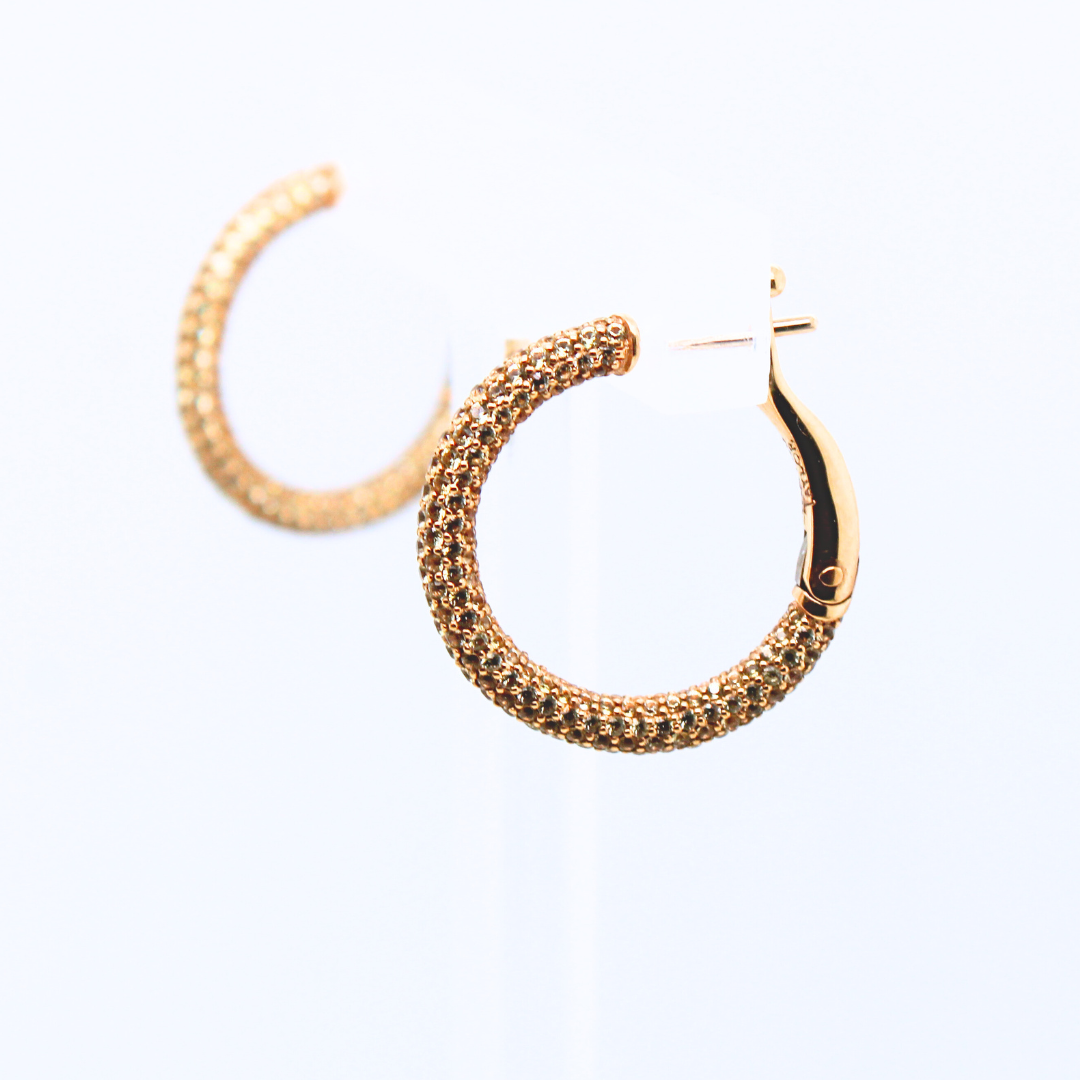 18k Yellow Gold Yellow Sapphire Hoop Earrings 2.11Cts