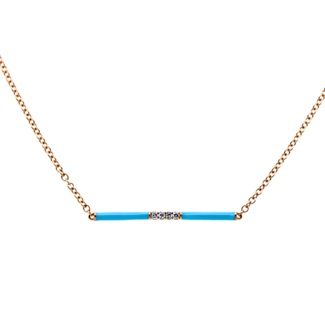 18k White Gold Yellow Gold Enamel Diamond Necklace