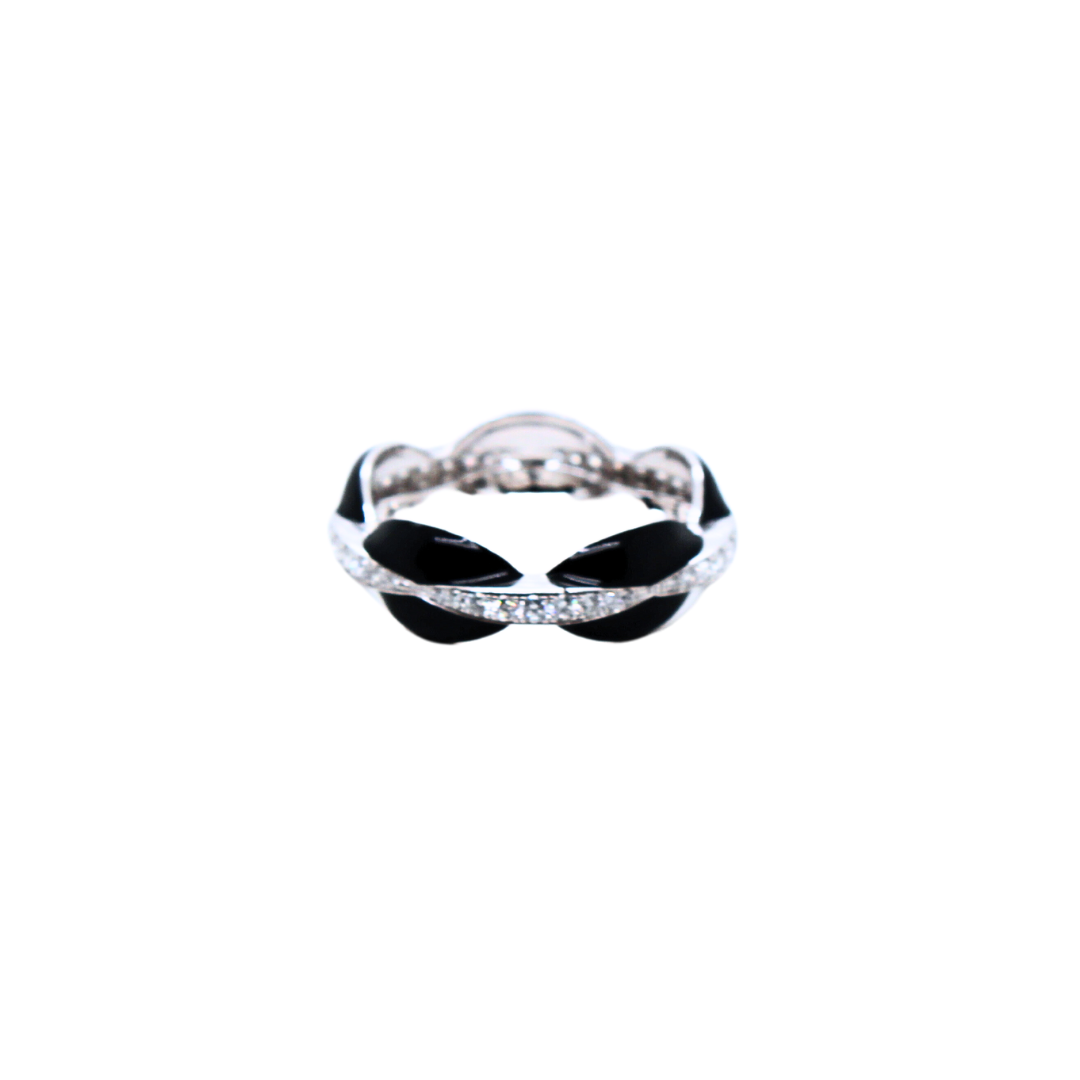 18K White Gold- Black Enamel Ring