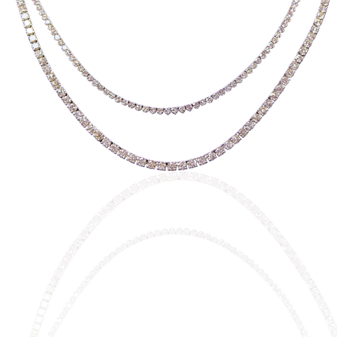 14KWG Diamond Tennis Necklace 10.04 Cts