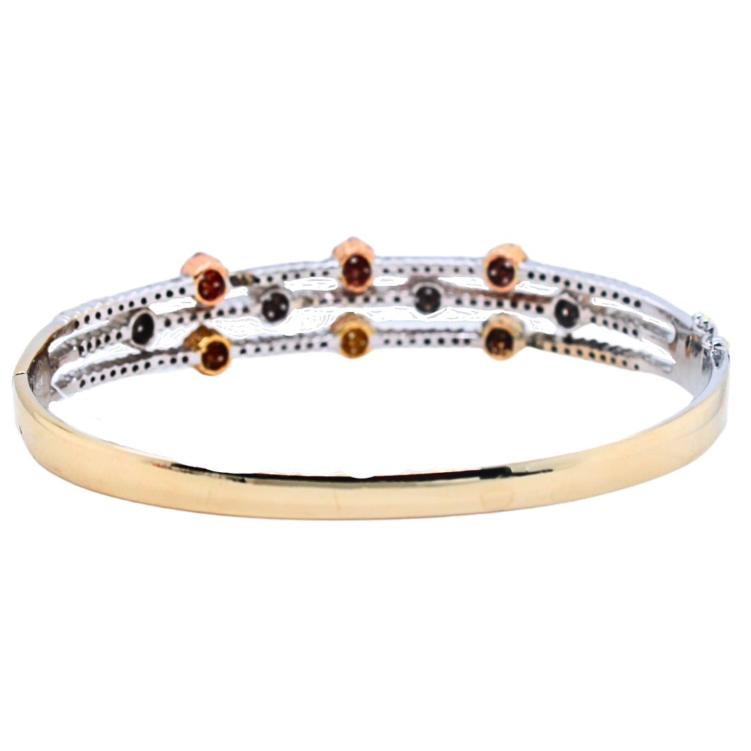 3-Row Diamond Bangle Bracelet 2.54 Carats