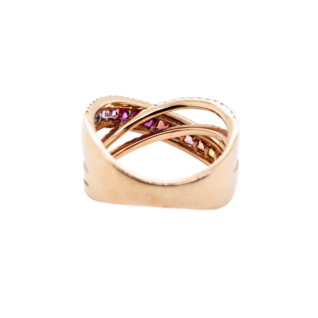 18k Rose Gold Rainbow Ring