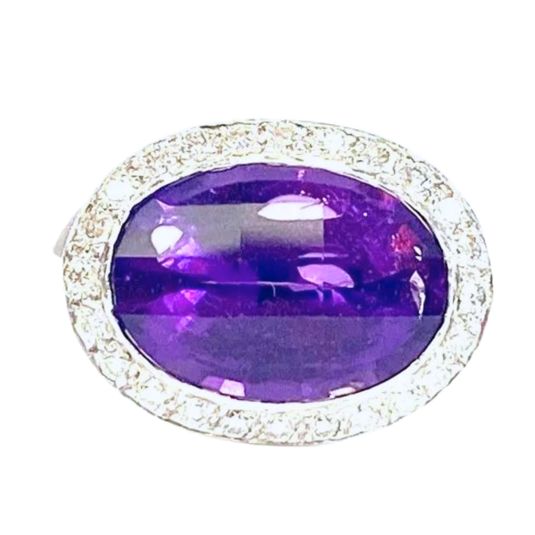 18K White Gold Diamond Amethyst Ring 5.99 Carats