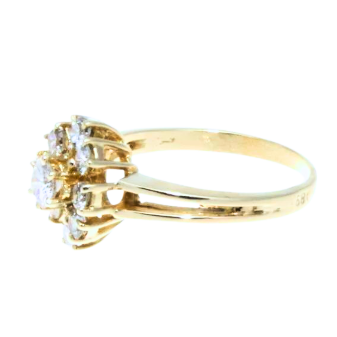 14K Yellow Gold & Diamond Cluster Ring 0.45 Cts.