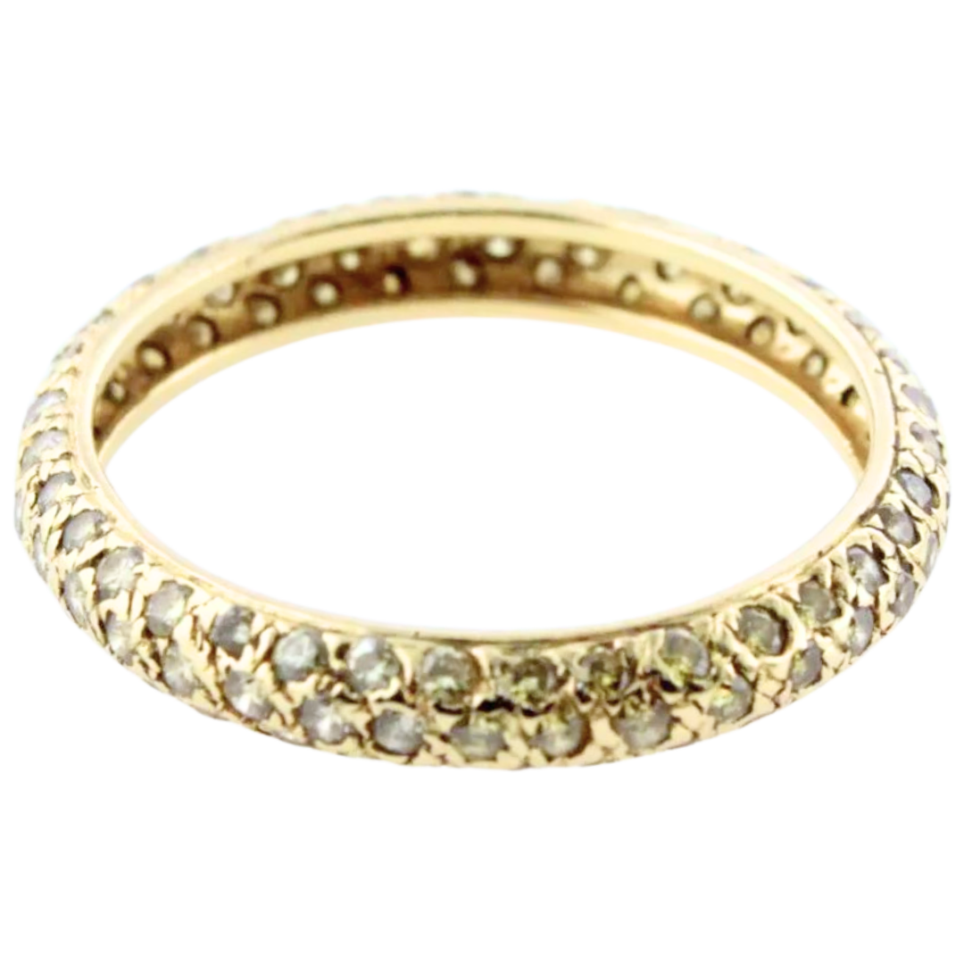 SET OF 3 18K GOLD & Genuine DIAMONDS LADIES STACK BAND RINGS Size 6.5