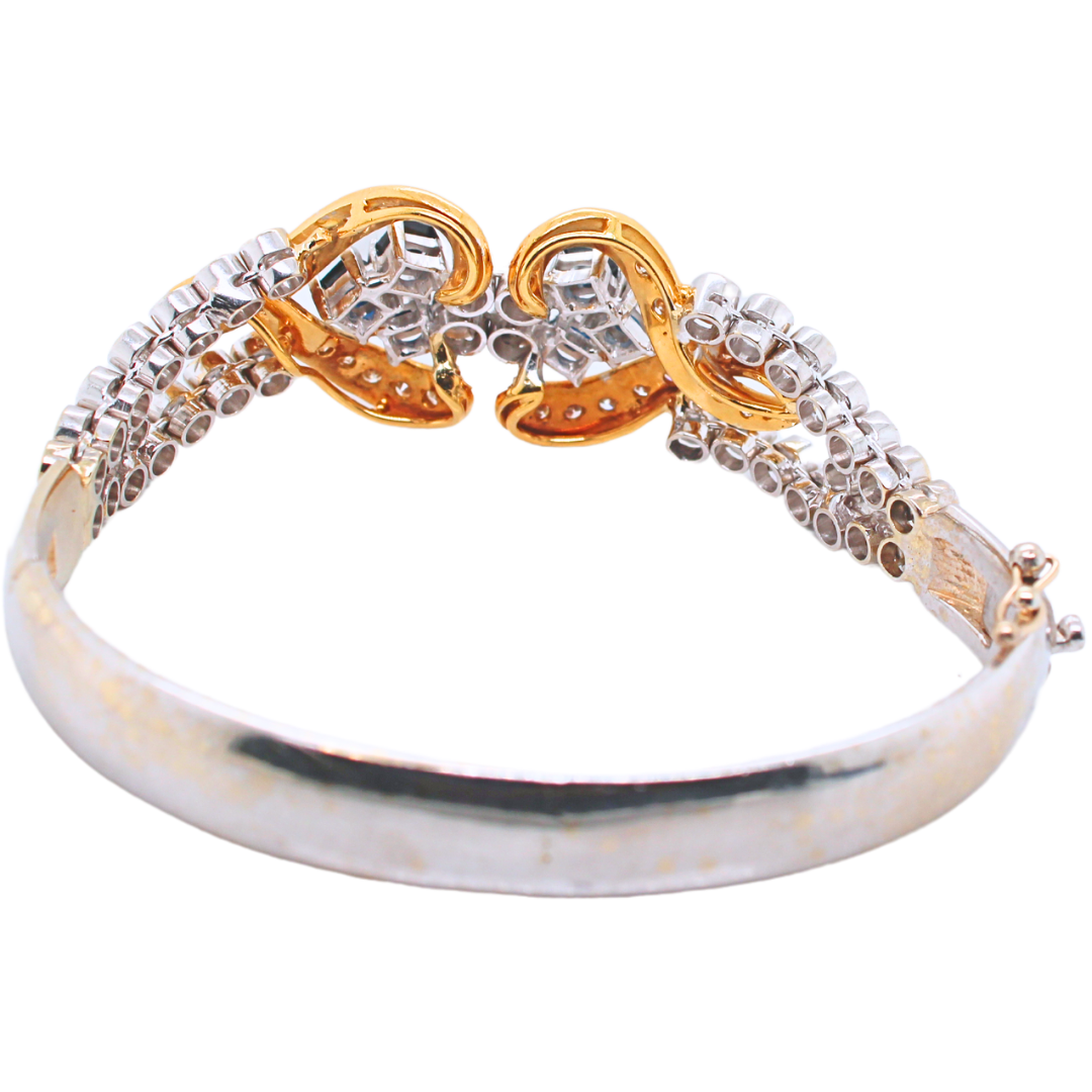 14k Yellow and White Gold Diamond and Sapphire Bangle 1.85Ctw