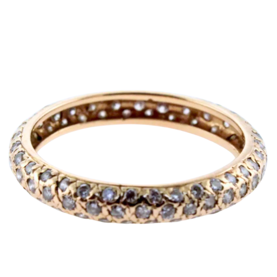 SET OF 3 18K GOLD & Genuine DIAMONDS LADIES STACK BAND RINGS Size 6.5