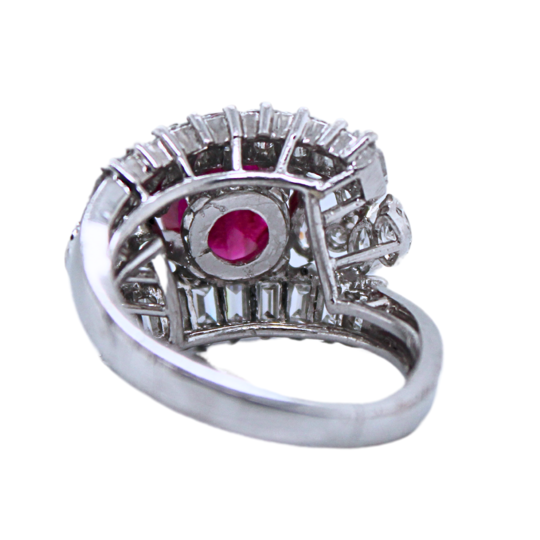 18k White Gold Burma Ruby Diamond Ring 6.97CTW