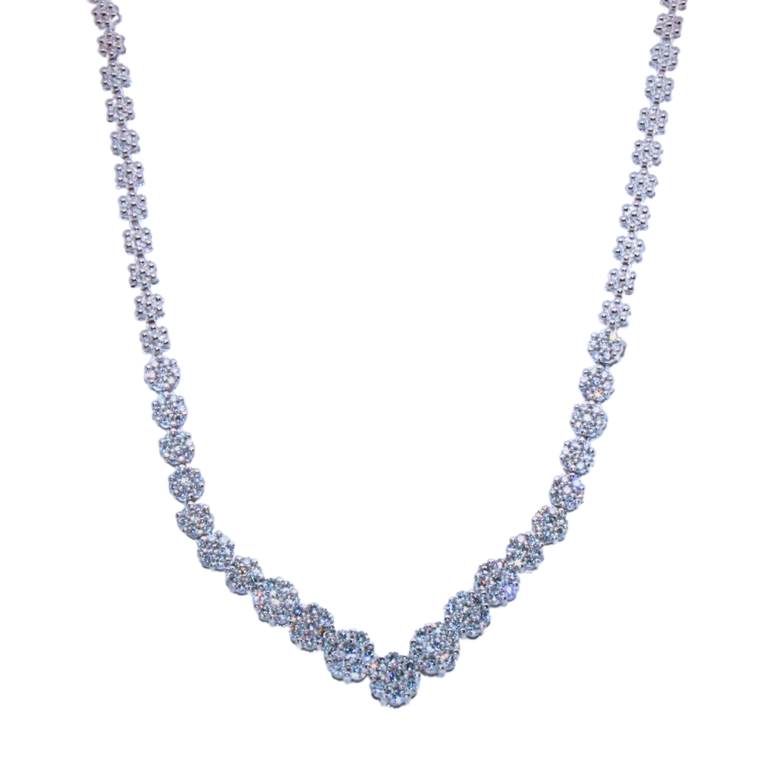 14KWG Illusion Set Diamond Necklace 3.85Cts