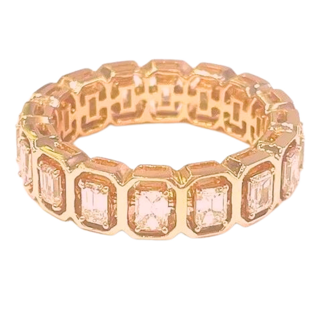 18K Rose Gold Emerald Cut Diamond Eternity Band 1.80 Carats