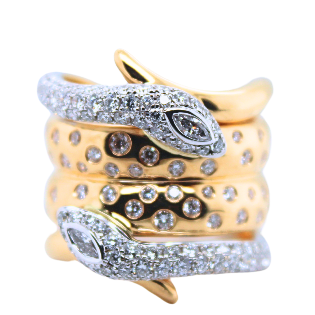 18KYG Diamond Snake Wrap Ring 1.71Cts.
