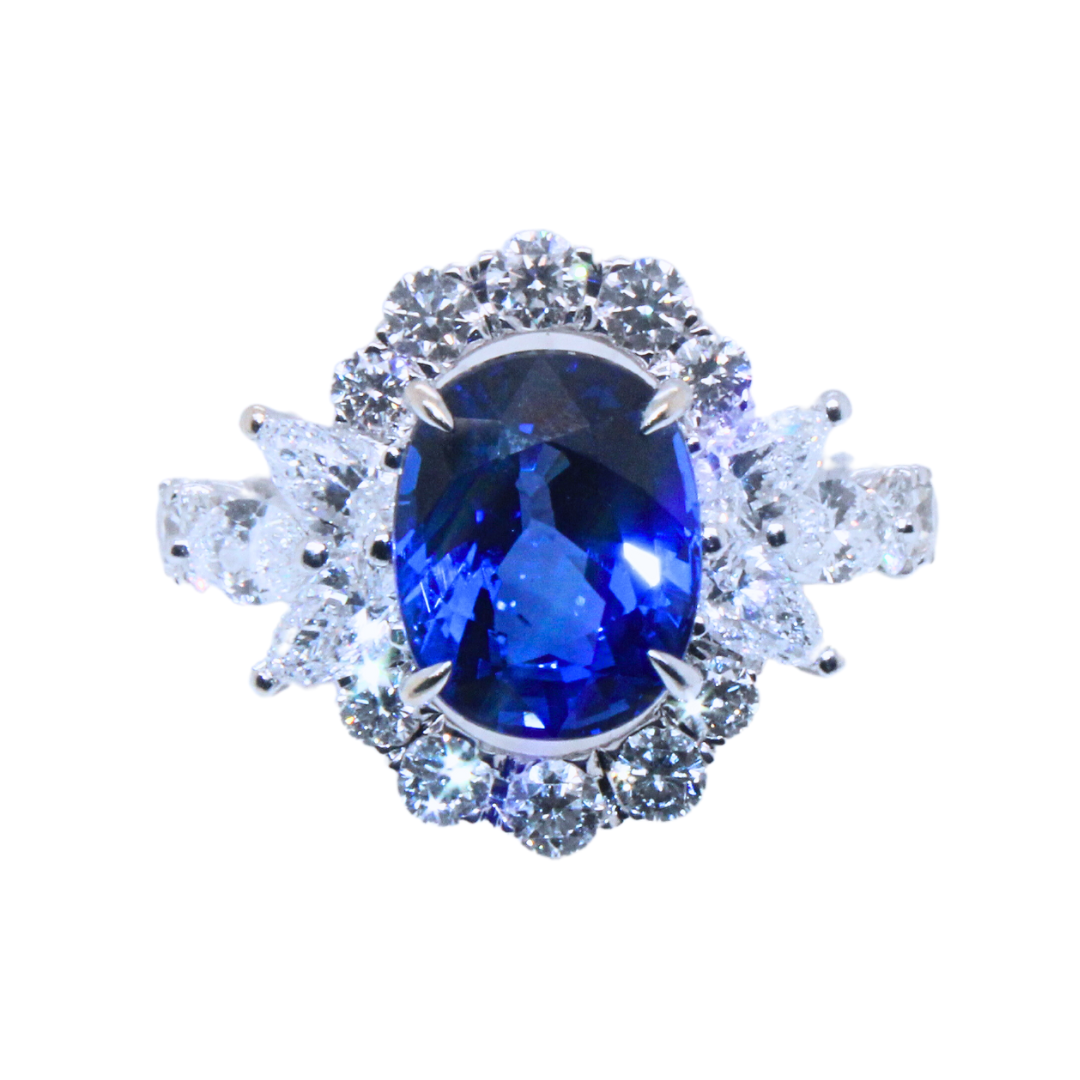 Bellini Gioielli 14K White Gold Sapphire & Diamond Cocktail Ring