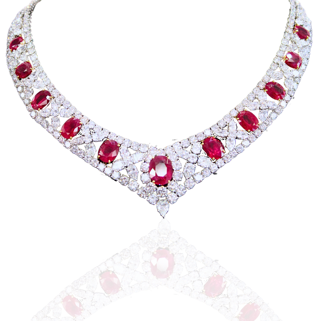 Platinum Ruby Diamond Necklace