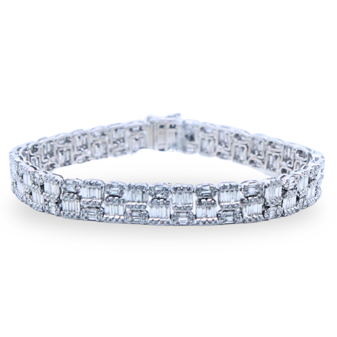 18k White Gold Double Stack Tennis Diamond Bracelet