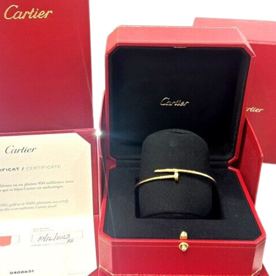 Authentic Cartier 18K Yellow Gold Juste Un Clou Small Model Size 18 W/B&P
