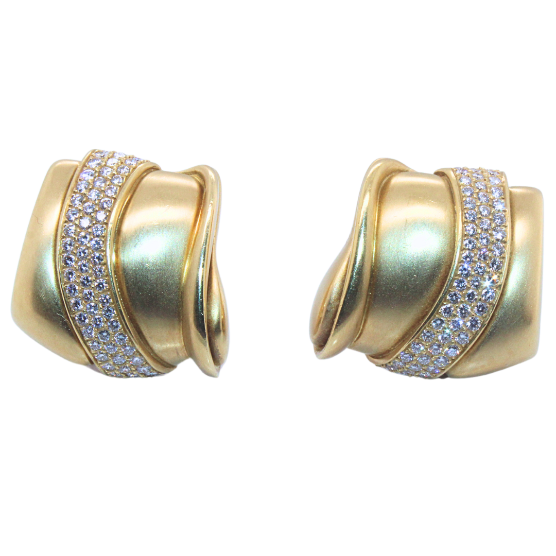 18k Yellow Gold And Diamond Earrings By Kieselstein-Cord 1.65 Carats
