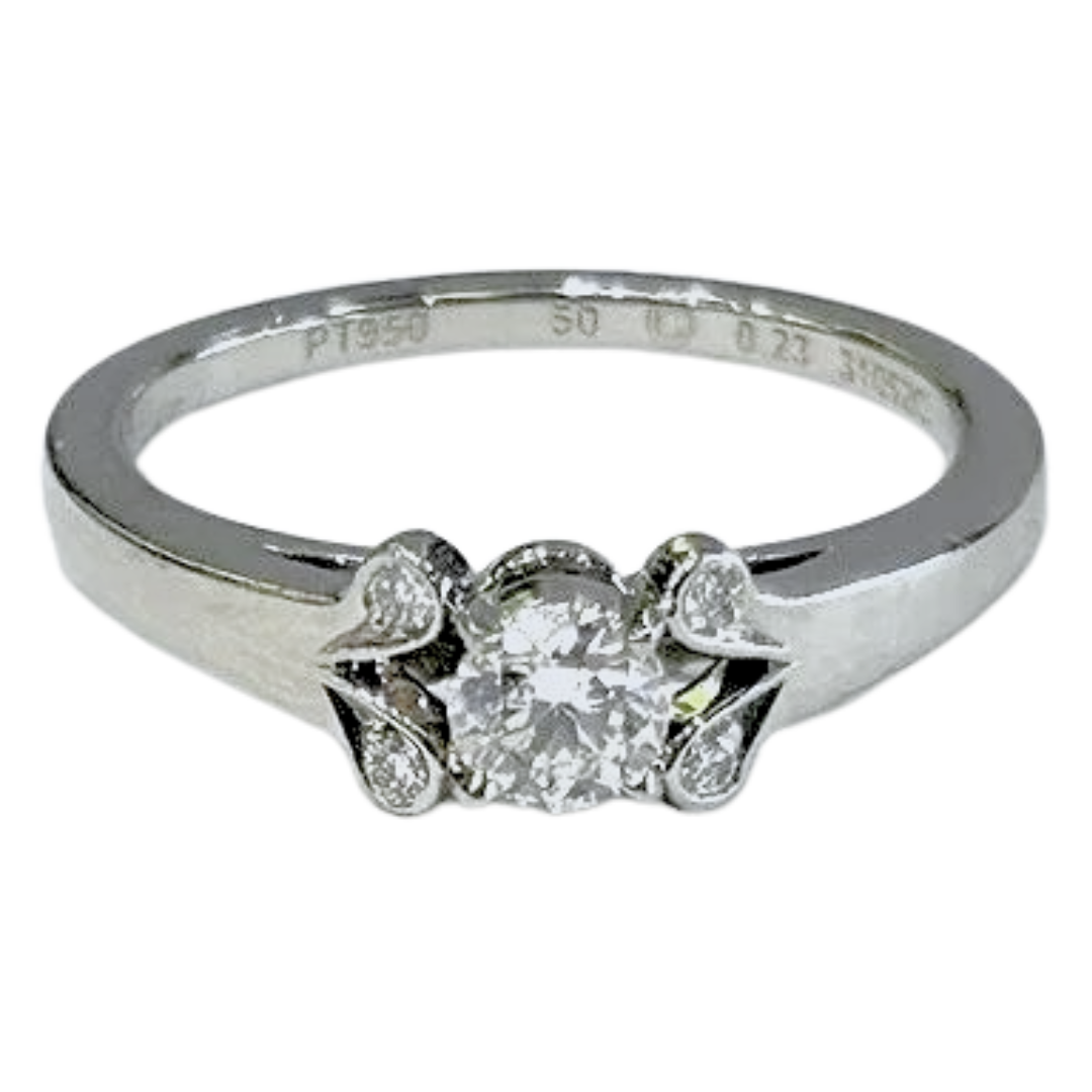 Cartier Platinum Diamond Engagement Ring 0.23 Carats W/ Papers