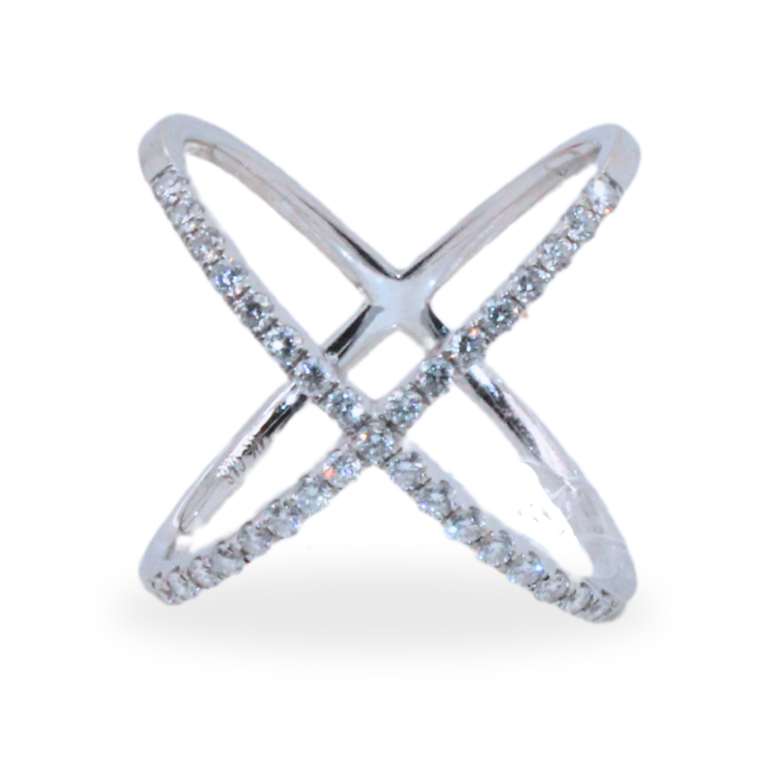 14KWG Diamond Criss Cross Ring 0.75Cts.