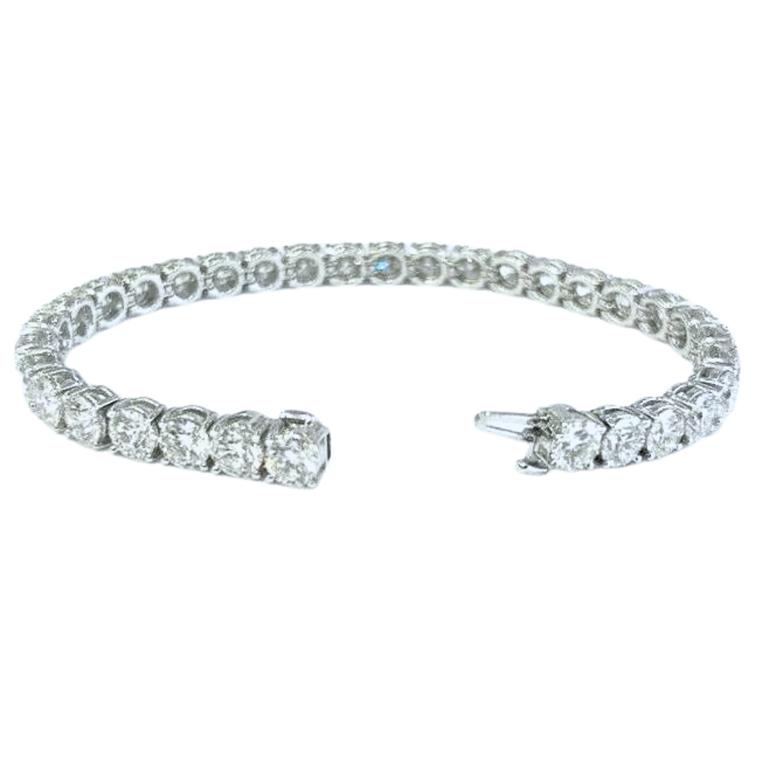 18K White Gold Round Brilliant Cut Diamond Tennis Bracelet All GIA Certs 16.65Ct