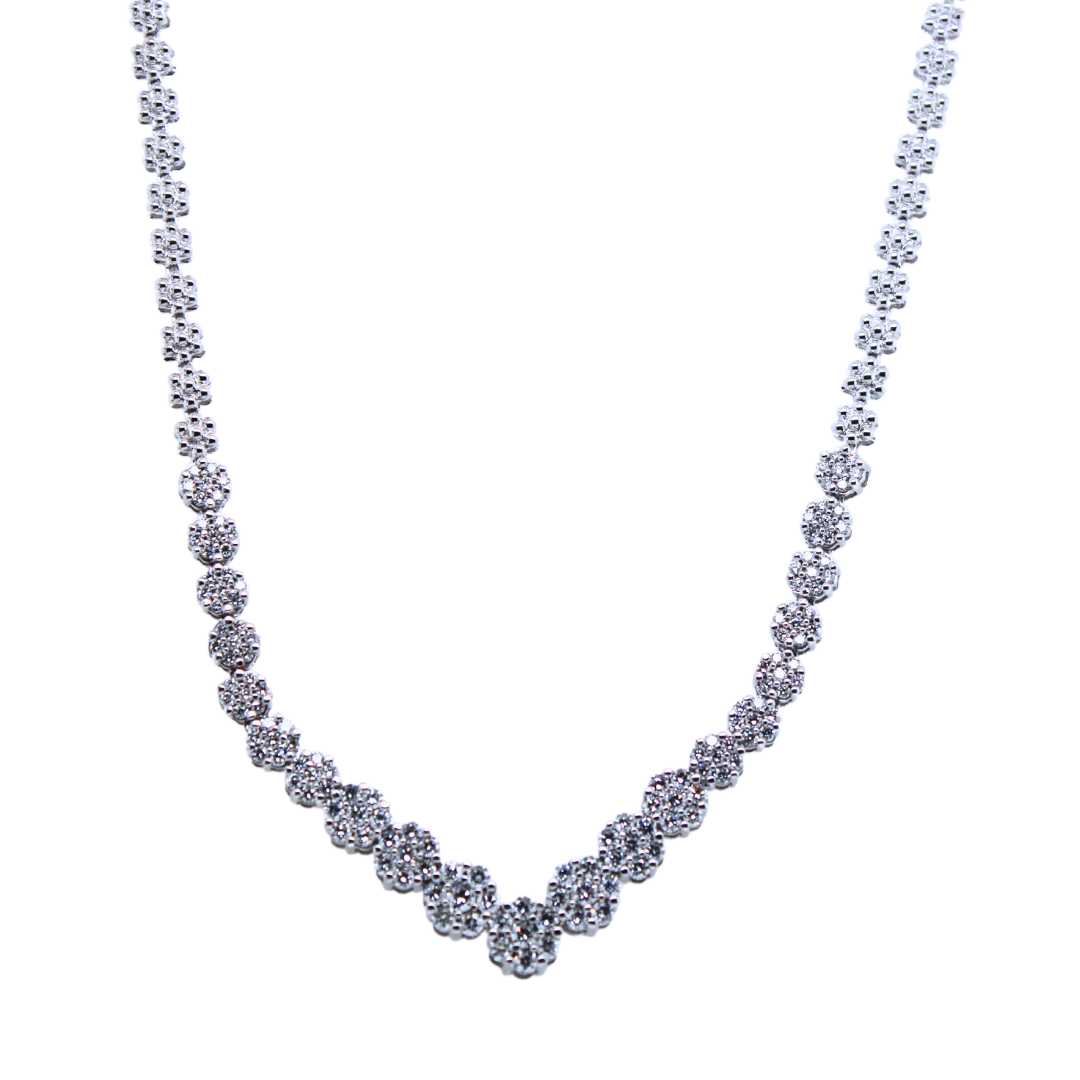 14KWG Illusion Set Diamond Necklace 3.85Cts