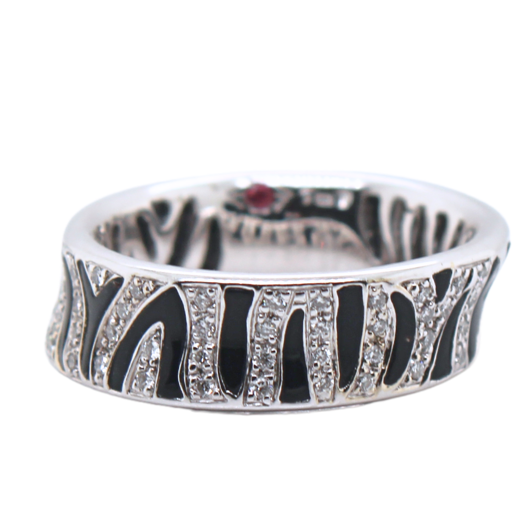 Roberto Coin 18K White Gold, Diamonds & Black Onyx Zebra Ring