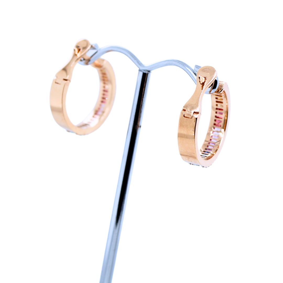 14k Rose Gold Small Rainbow Hoop Earrings