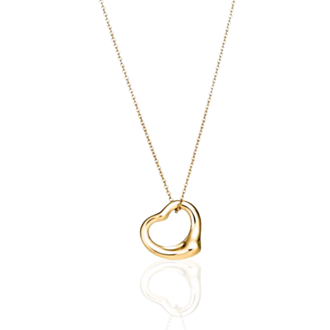 18k Yellow Gold Tiffany & Co. Open Heart Elsa Peretti  Pendant