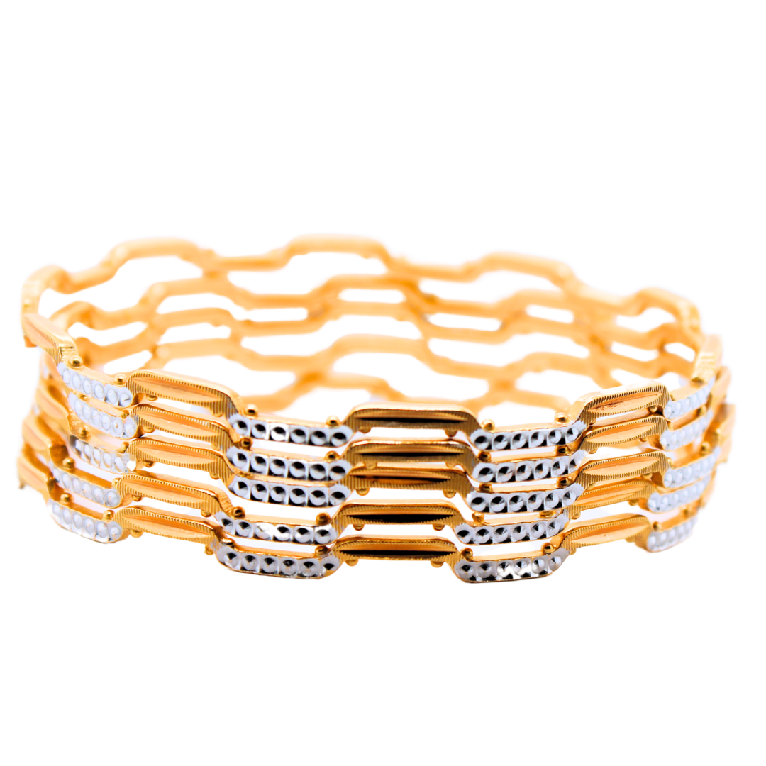 Diamond Cut Zig-Zag 20KYG Bangle Bracelet 72.57 Grams