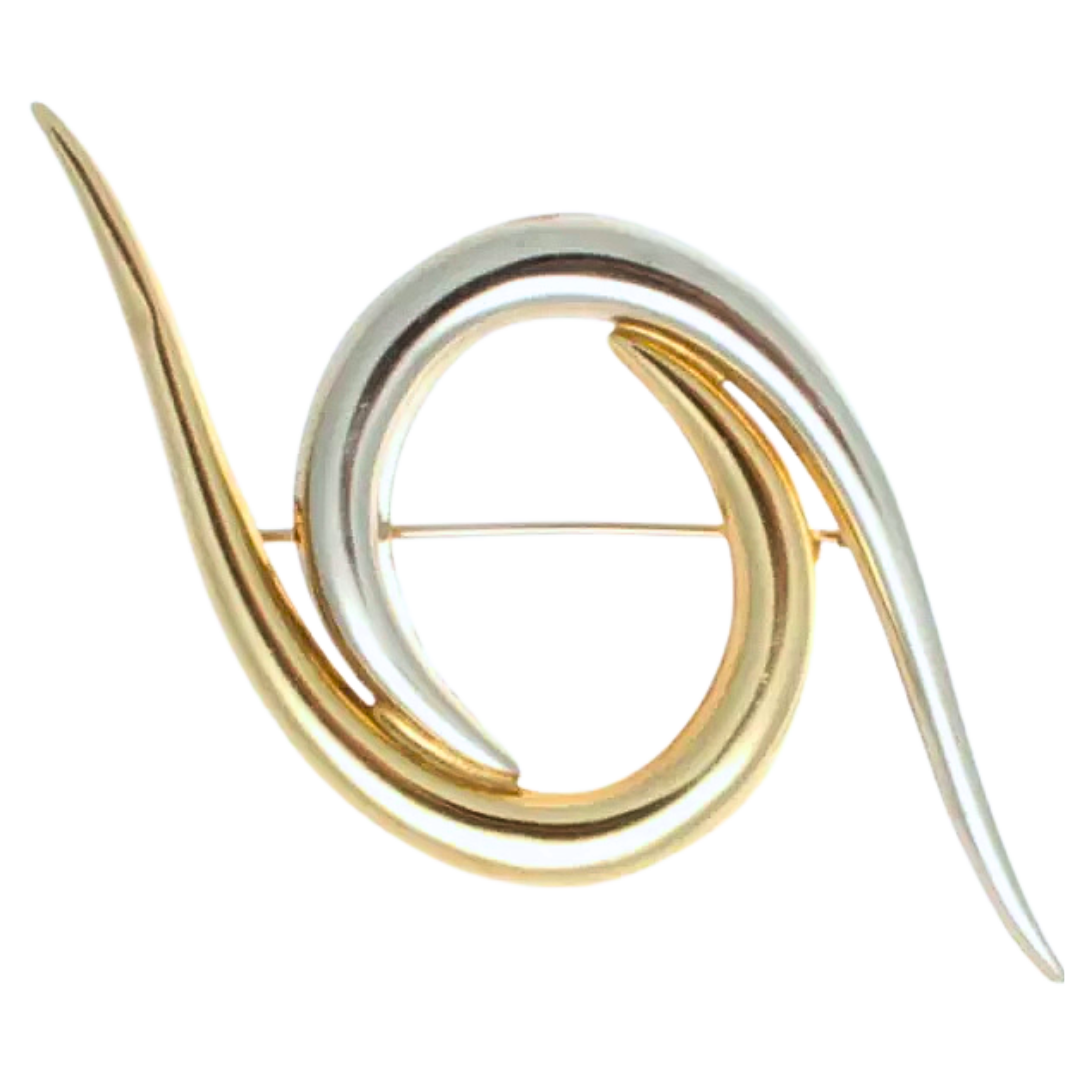 14K Yellow Swirl Brooch 7.27 Grams