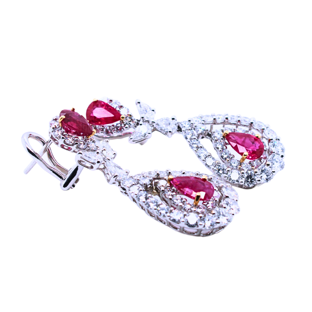 18k White Gold Ruby Chandelier Earrings