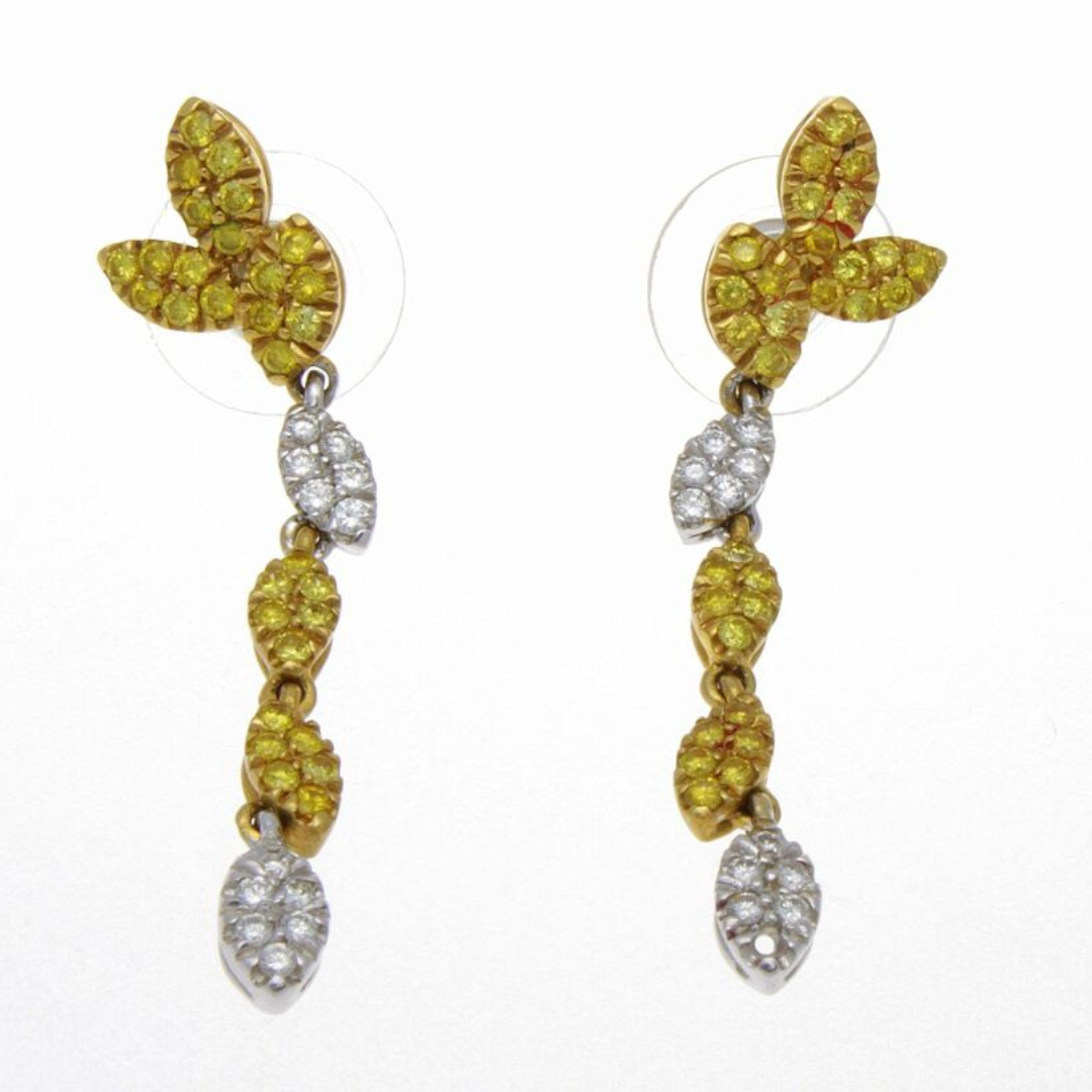 1.36 CTW. DIAMONDs 14K GOLD Drop Leaf NECKLACE Earrings Set 15.5' 11.4 grams