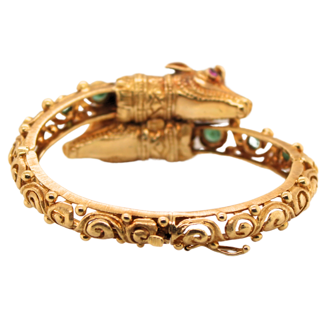 18KYG VINTAGE DRAGON BANGLE