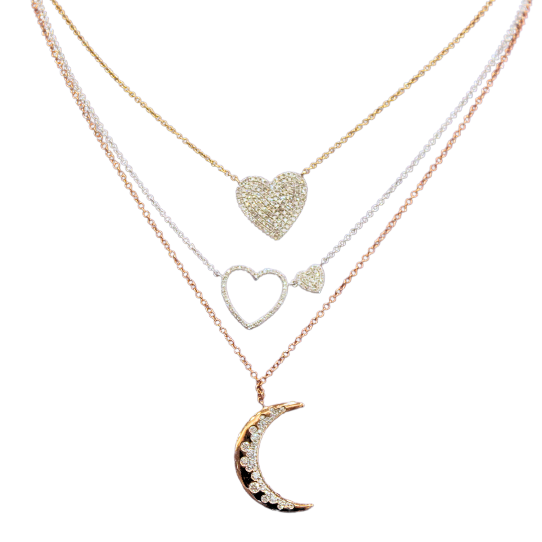 Two Hearts 18k White Gold and Diamond Necklace