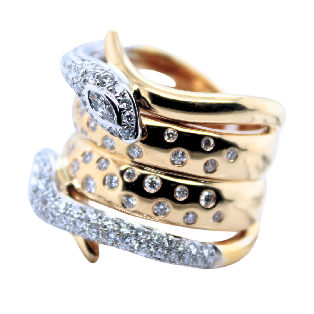 18KYG Diamond Snake Wrap Ring 1.71Cts.