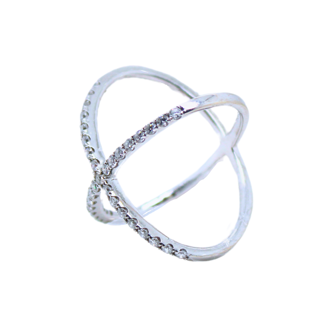 14KWG Diamond Criss Cross Ring 0.75Cts.