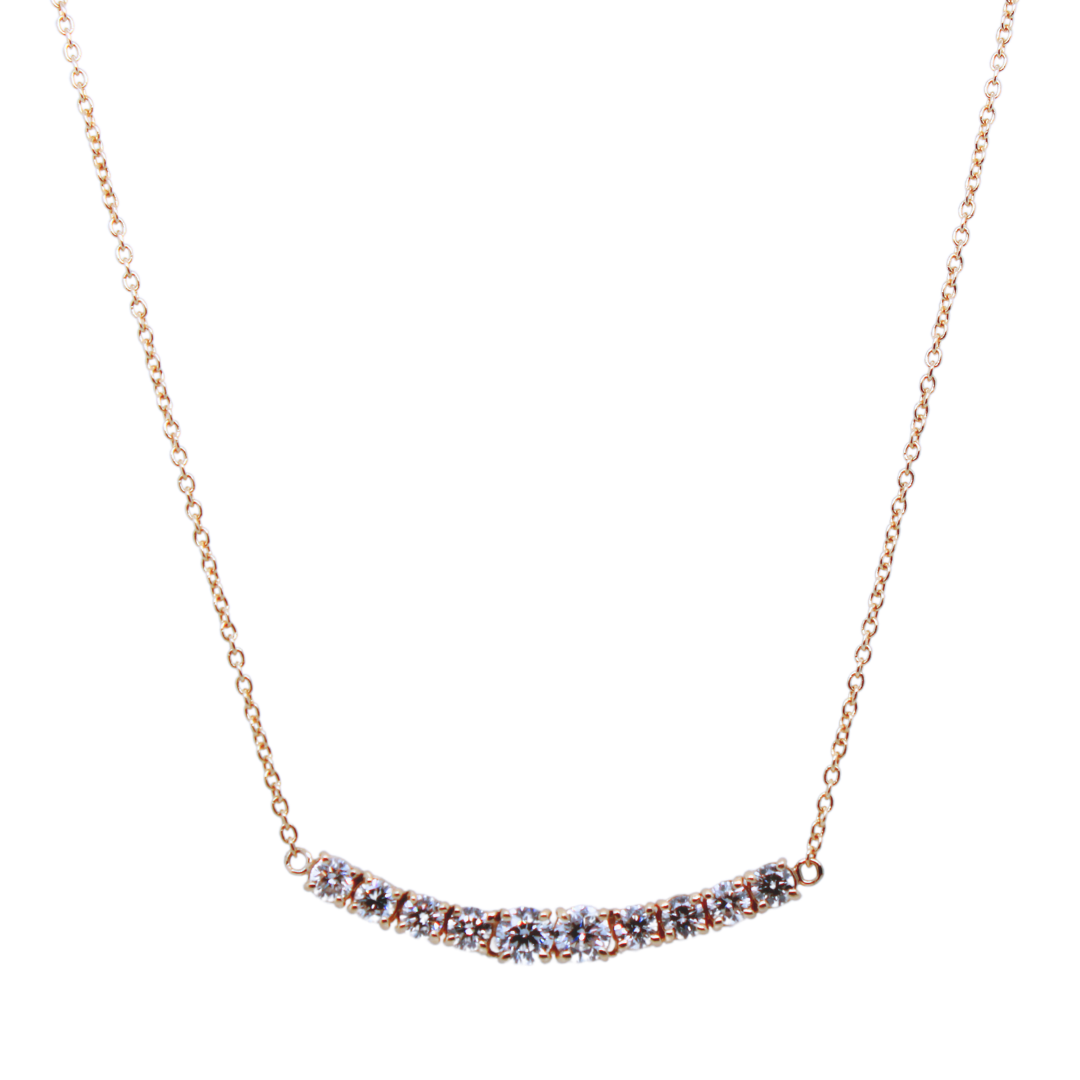 14k Yellow Gold Diamond Bar Necklace 1.80Ctw