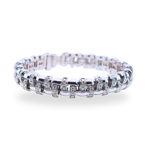 Tiffany & Co 18k Gold Diamond Basket Weave Bracelet