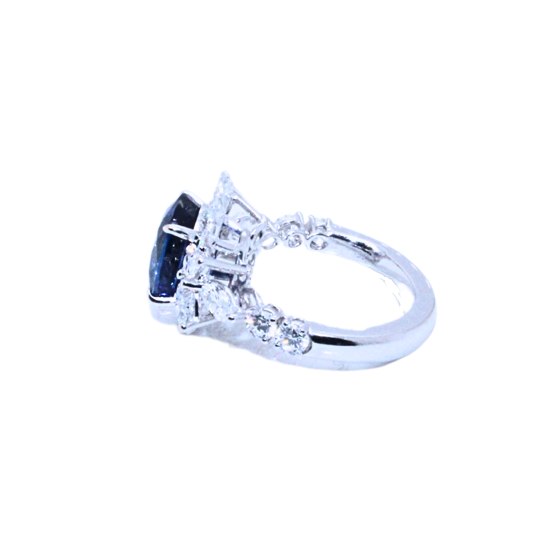 Bellini Gioielli 14K White Gold Sapphire & Diamond Cocktail Ring