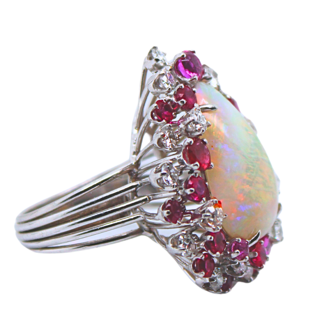 Platinum Opal Ruby & Diamond Ring 2.00CTW