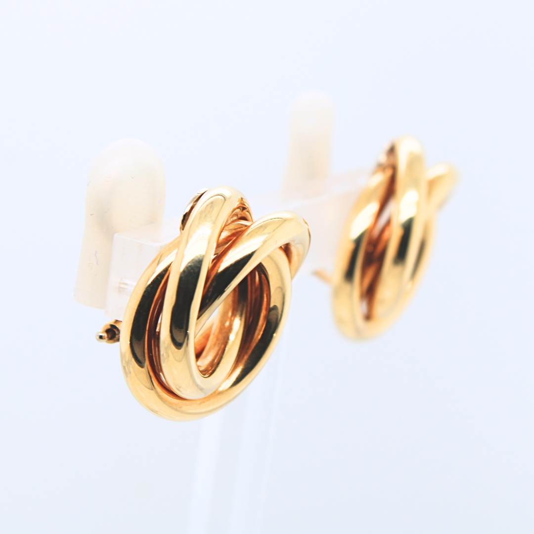 18KYG Swirl Shaped Stud Earrings 19.97 Grams