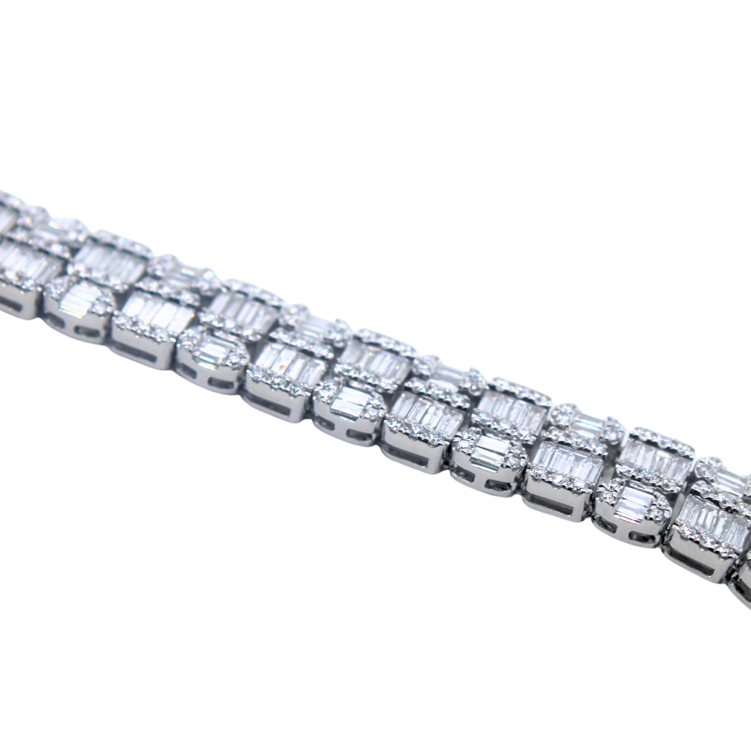 18k White Gold Double Stack Tennis Diamond Bracelet