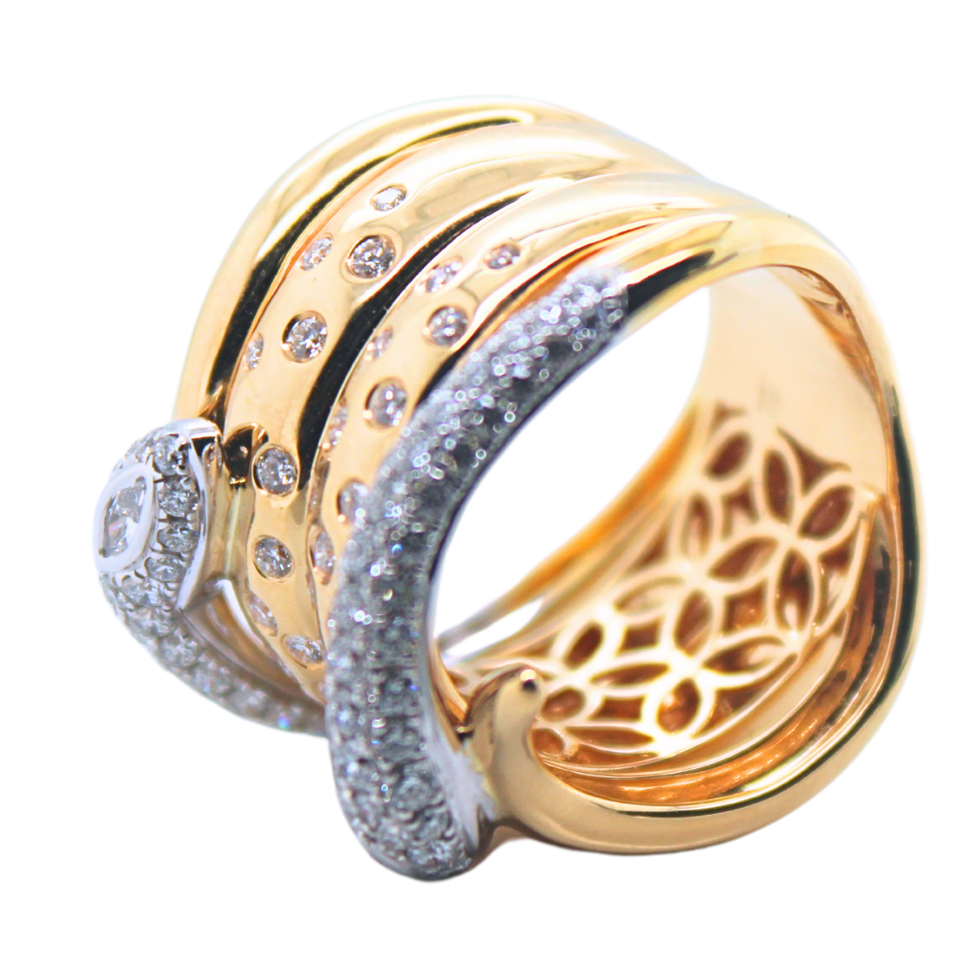 18KYG Diamond Snake Wrap Ring 1.71Cts.