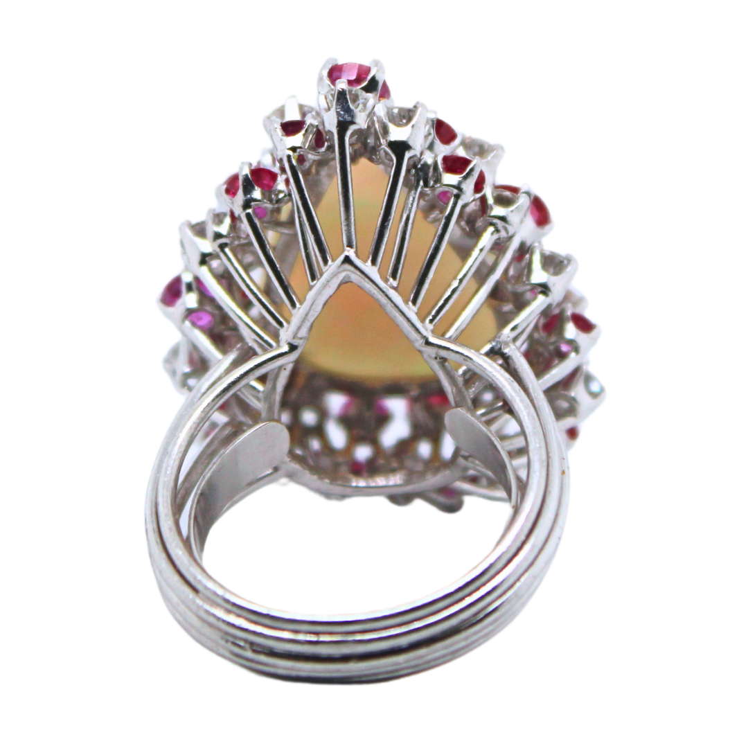 Platinum Opal Ruby & Diamond Ring 2.00CTW