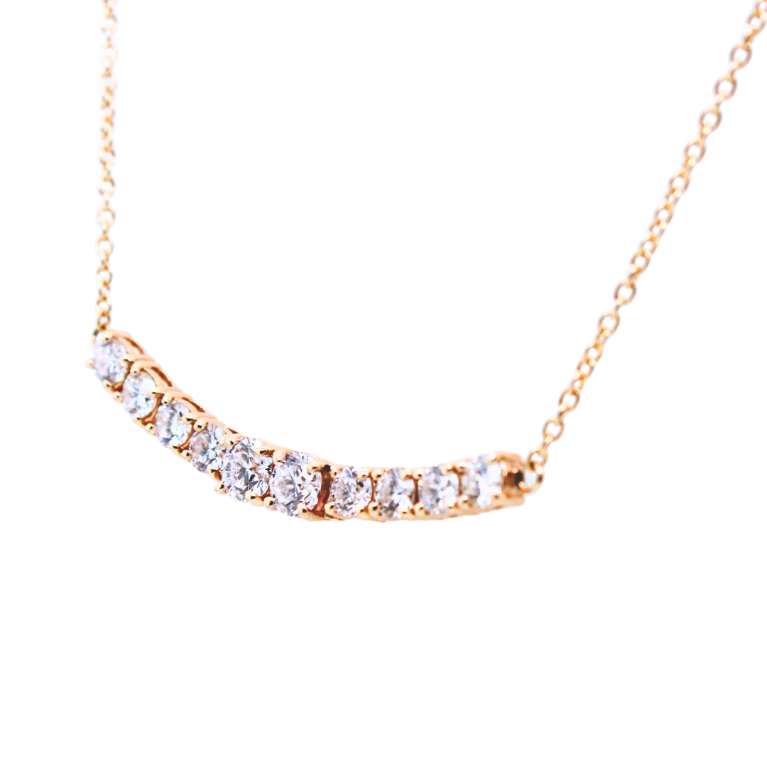 14k Yellow Gold Diamond Bar Necklace 1.80Ctw