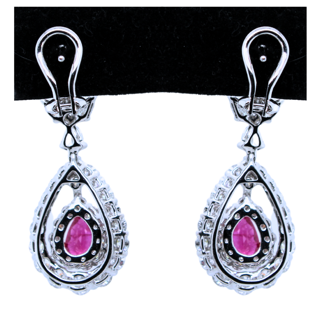 18k White Gold Ruby Chandelier Earrings