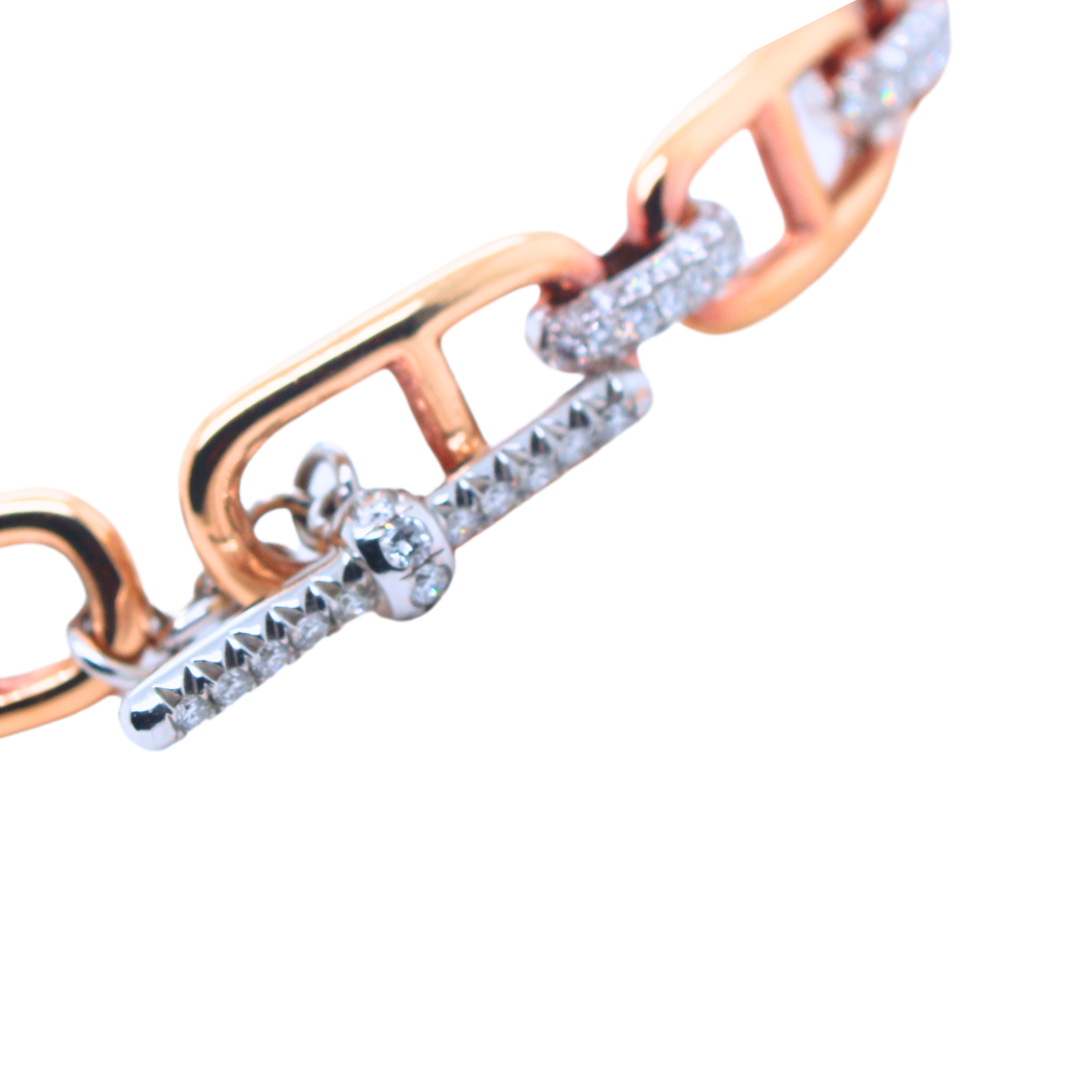 18K Rose Gold Bracelet Diamond Chain Link