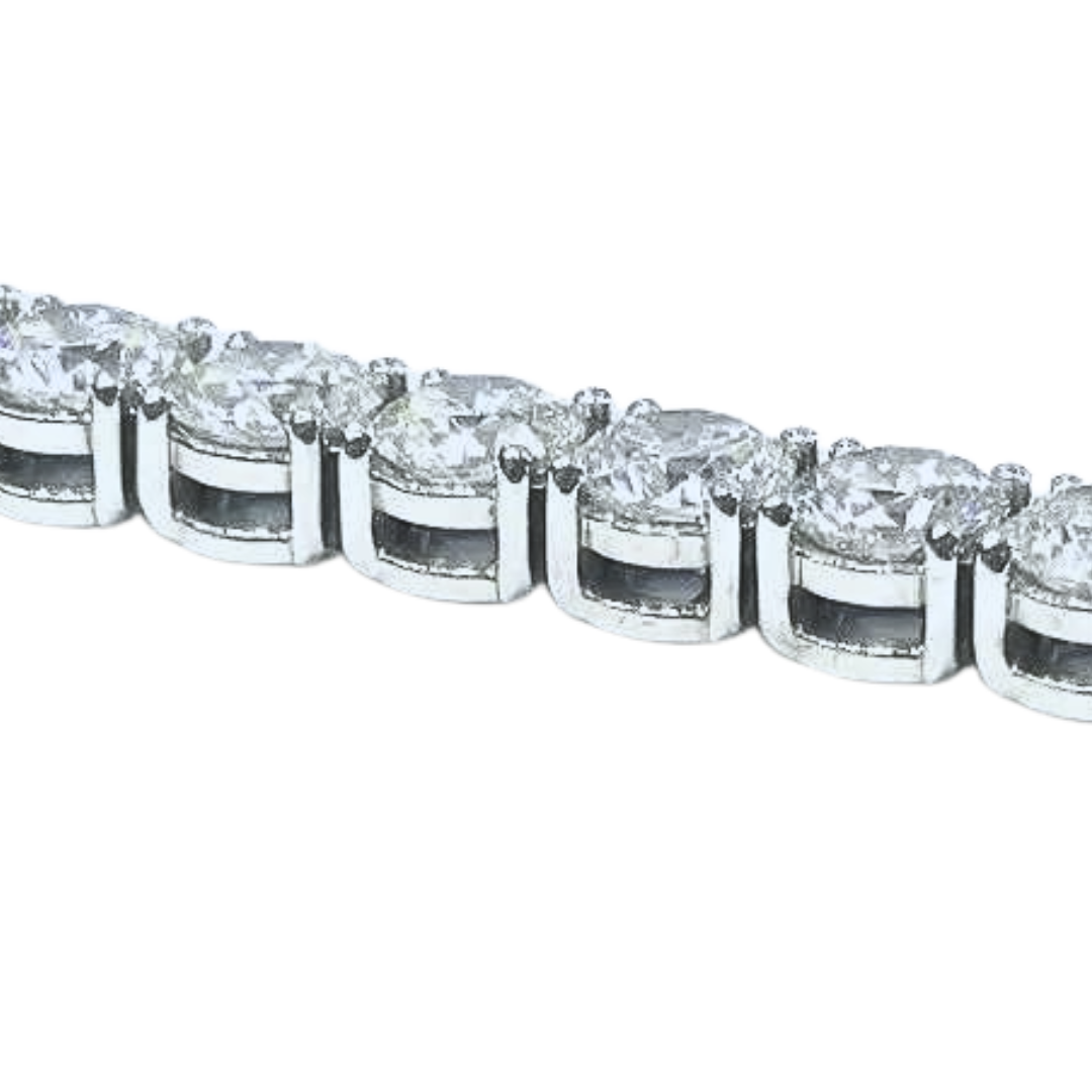 18K White Gold Round Brilliant Cut Diamond Tennis Bracelet All GIA Certs 16.65Ct