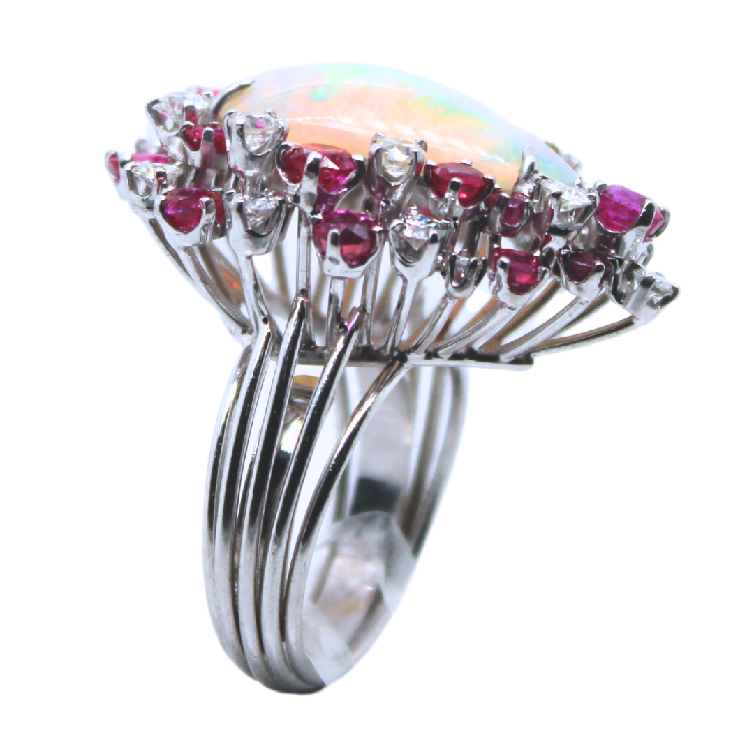 Platinum Opal Ruby & Diamond Ring 2.00CTW