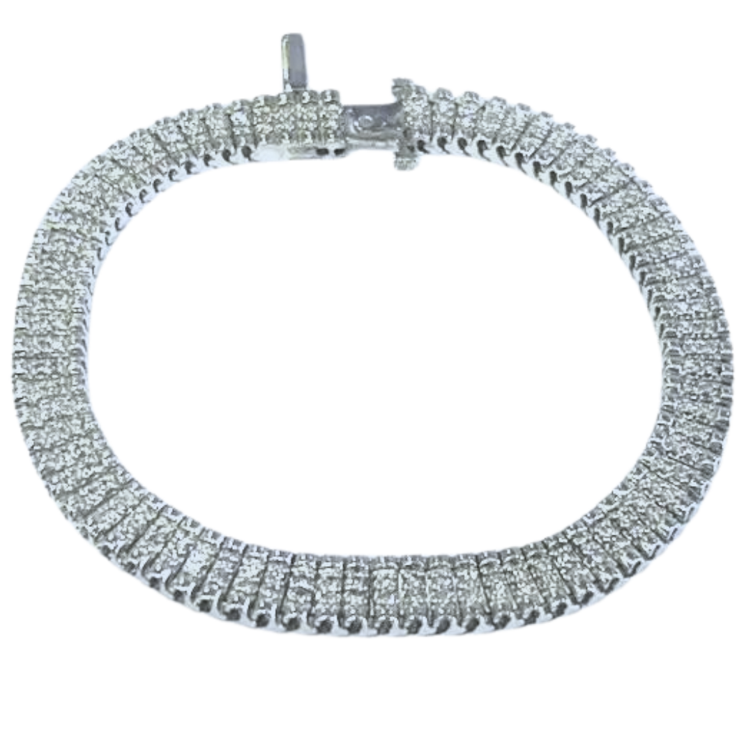 14K White Gold Diamond Mesh Bracelet 1.50 Carats